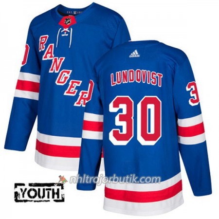 Barn Ishockey New York Rangers Tröja Henrik Lundqvist 30 Adidas 2017-2018 Blå Authentic